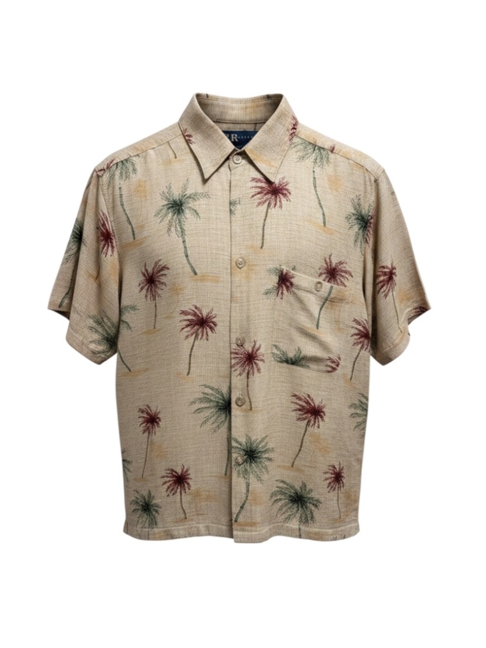 R&R Vintage Hawaiian Palm Tree Silk Shirt